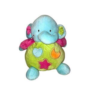 Kellytoy Baby Elephant Multi Color Plush Doll With Heart Moon Star On Belly